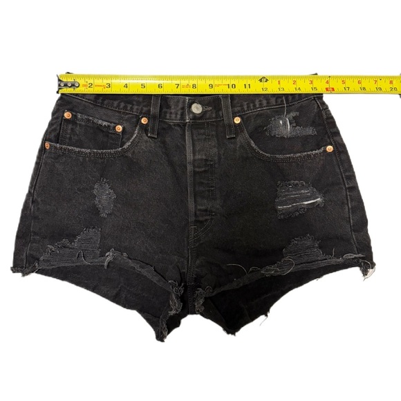 Levi’s Premium 501 High Rise Shorts Distressed Black - Women’s 30 - Picture 4 of 9